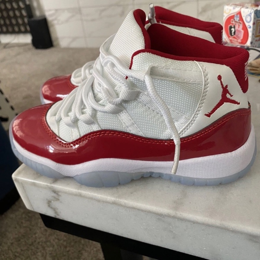 Jordan Kids Red and White Sneakers